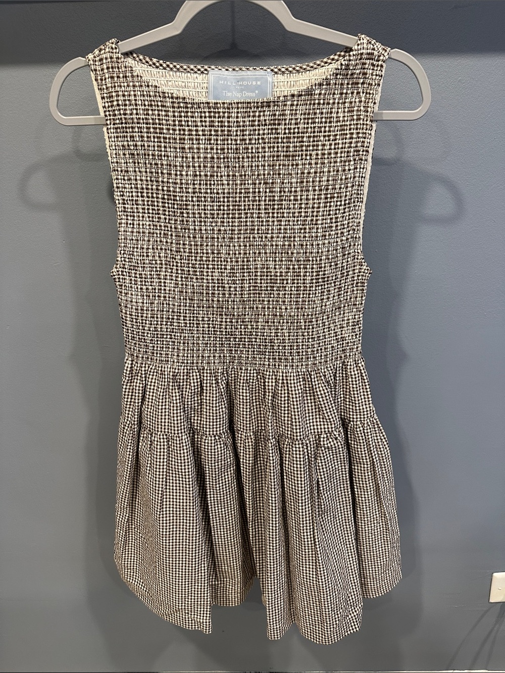 (NWOT) Hill House Home Cosima Mini Nap Dress in Chocolate Gingham